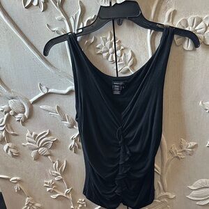 BCBGMazAzria Black Ruched Front Sleeveless Camisole